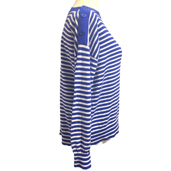Jeanne Pierre cashmere blend nautical stripes boatneck sweater. Sz. L - Picture 2 of 14